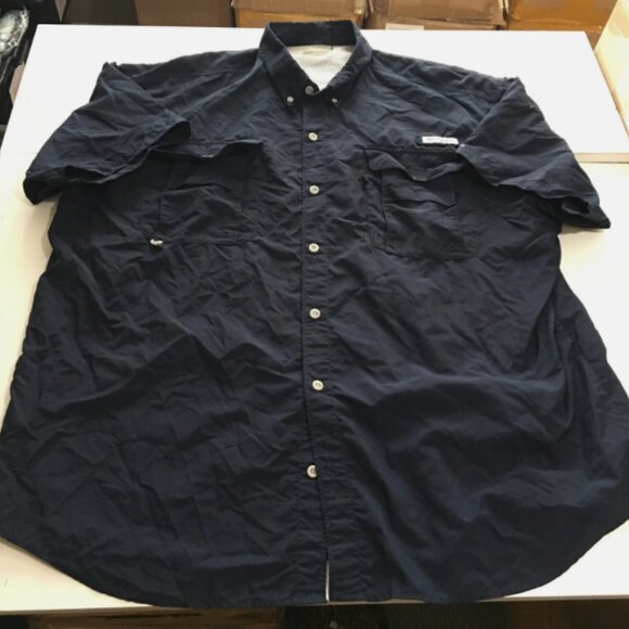Columbia PFG Mens 3XL Blue Short Sleeve Button Shirt Fishing Vented Omni-Shade - Picture 1 of 9